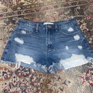 High waisted jean shorts